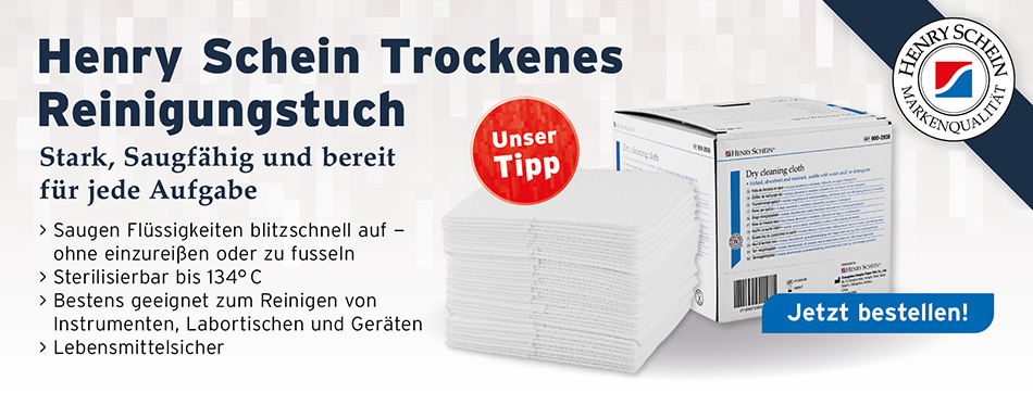 Henry Schein Trockenes Reinigungstuch; stark, ohne einzureißen oder zu fusseln; Sterilisierbar bis 134°C; Bestens geeignet zum Reinigen von Instrumenten, Labortischen und Geraeten; Lebensmittelsicher